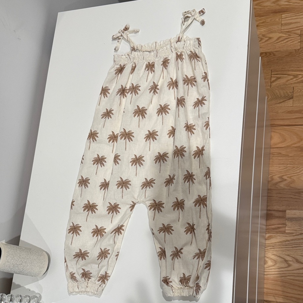 Rylee + Cru Cream and Brown Print Jumpsuit